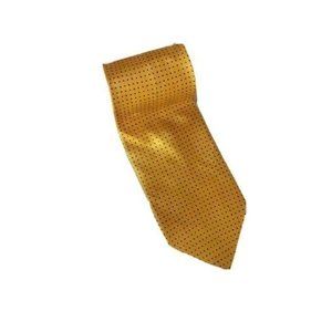Pura Seta 100%  Mens 100% Silk Necktie Short 56" yellow Black Dots